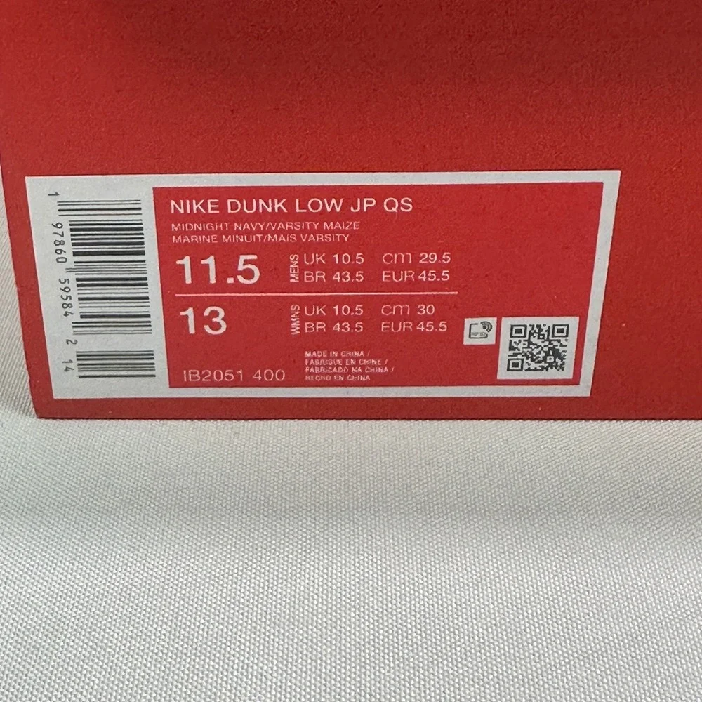Nike Dunk Low JP QS What The CO.JP Mens 11.5 Midnight Navy Varsity‎ Maize IB2051